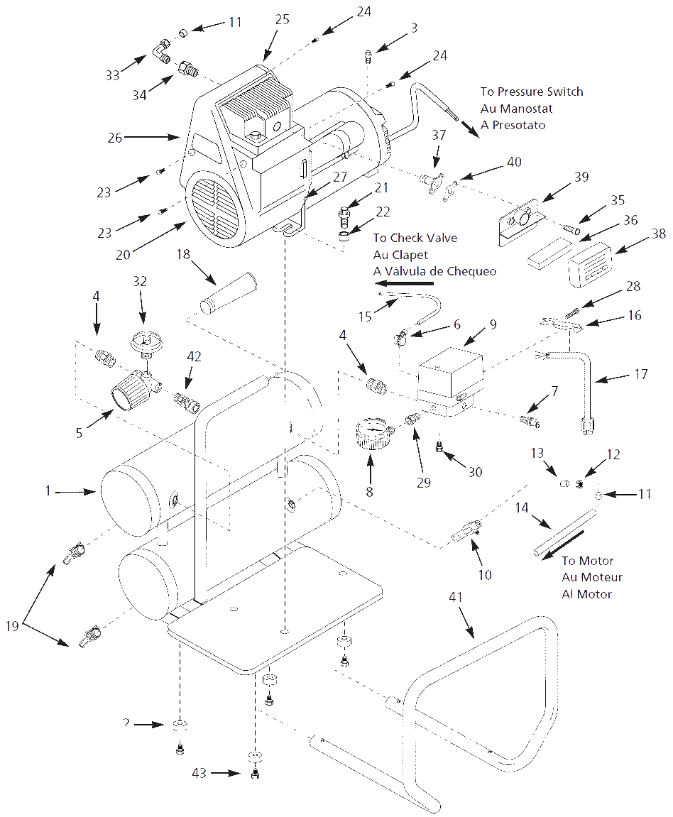 Air-Compressor Parts Diagram and Parts List for WL505805  Campbell Hausfeld Compressor